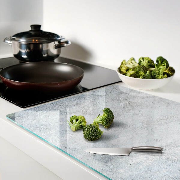 Tagliere in vetro temperato con effetto cemento e finitura lucida