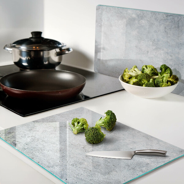 Tagliere in vetro temperato con effetto cemento e finitura lucida