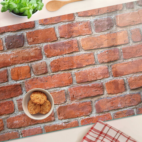 Tagliere in vetro temperato con stampa a motivo muro di mattoni