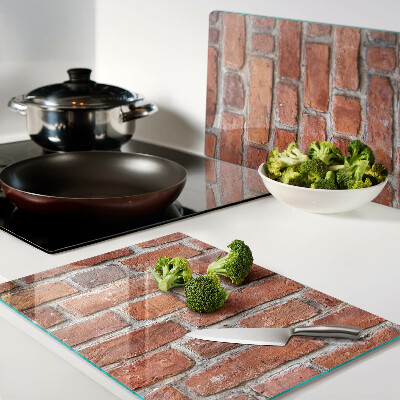 Tagliere in vetro temperato con stampa a motivo muro di mattoni