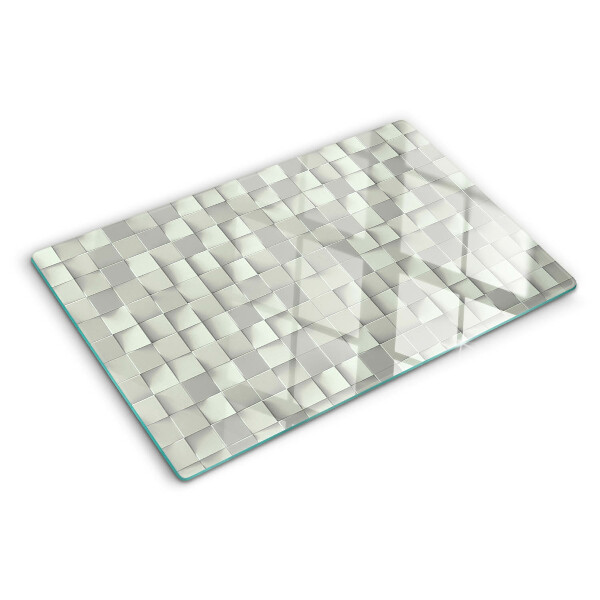 Tagliere in vetro temperato con motivo a mosaico nei toni del grigio