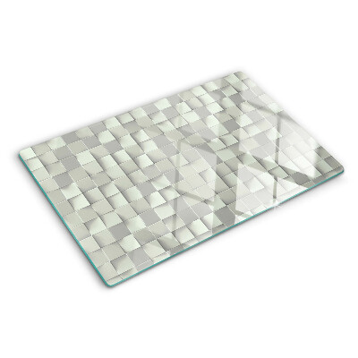 Tagliere in vetro temperato con motivo a mosaico nei toni del grigio