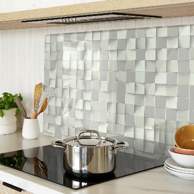 Tagliere in vetro temperato con motivo a mosaico nei toni del grigio