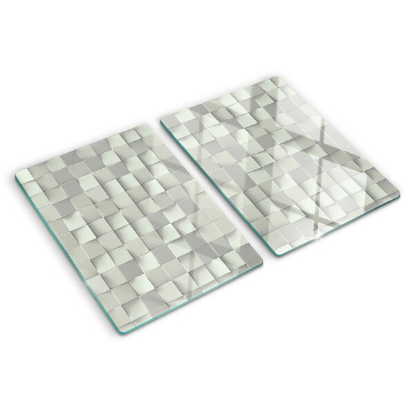 Tagliere in vetro temperato con motivo a mosaico nei toni del grigio