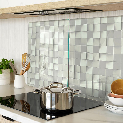 Tagliere in vetro temperato con motivo a mosaico nei toni del grigio