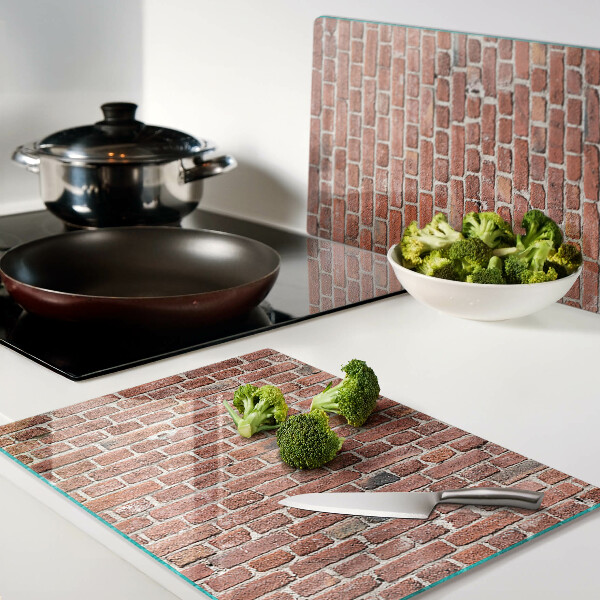 Tagliere in vetro temperato con stampa motivo muro di mattoni