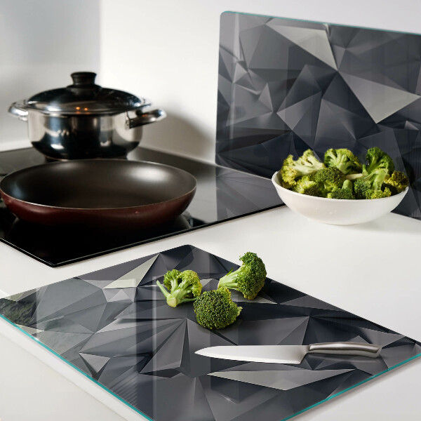 Tagliere in vetro temperato con motivo geometrico nei toni del grigio