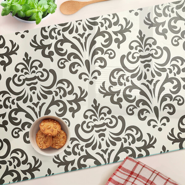 Tagliere in vetro con motivo vegetale in stile barocco