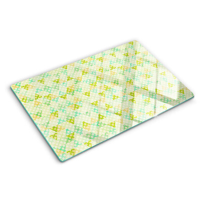 Tagliere in vetro temperato con motivo geometrico nei colori pastello