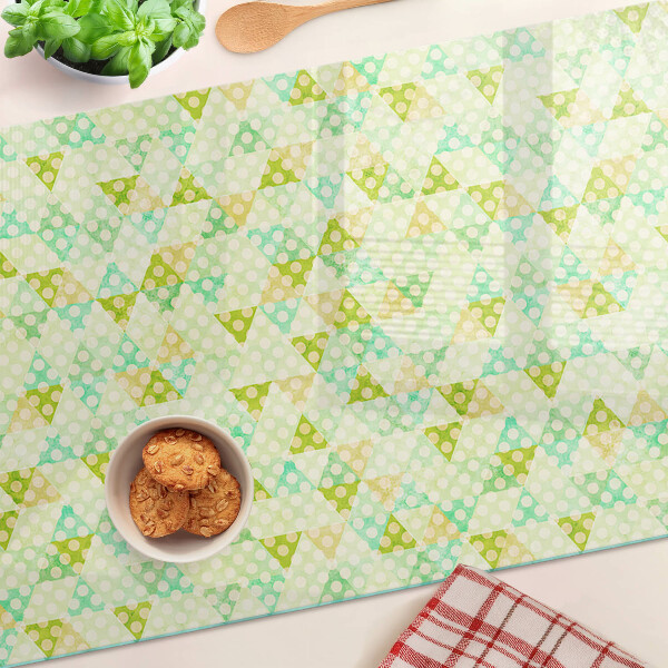 Tagliere in vetro temperato con motivo geometrico nei colori pastello