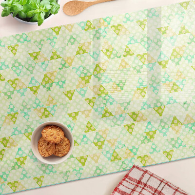 Tagliere in vetro temperato con motivo geometrico nei colori pastello