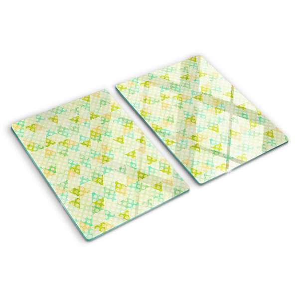 Tagliere in vetro temperato con motivo geometrico nei colori pastello