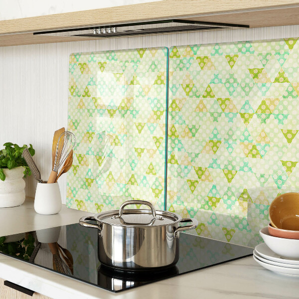 Tagliere in vetro temperato con motivo geometrico nei colori pastello