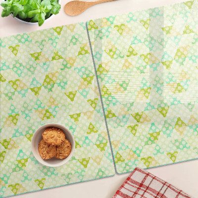 Tagliere in vetro temperato con motivo geometrico nei colori pastello