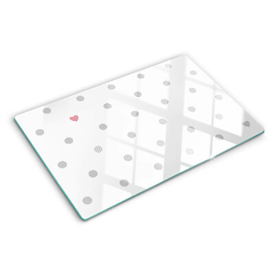 Tagliere in vetro temperato con motivo a cuori e punti