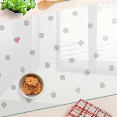 Tagliere in vetro temperato con motivo a cuori e punti