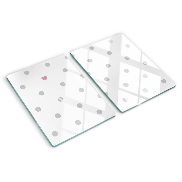 Tagliere in vetro temperato con motivo a cuori e punti