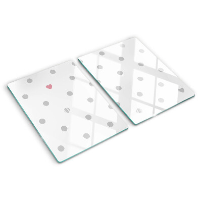 Tagliere in vetro temperato con motivo a cuori e punti