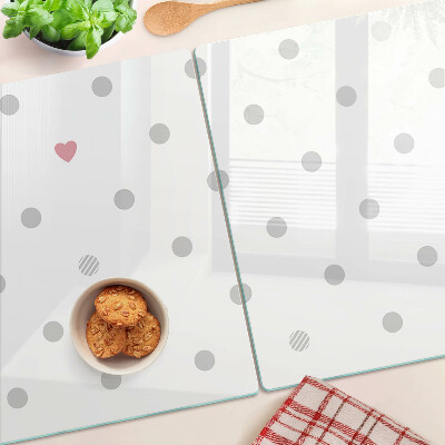 Tagliere in vetro temperato con motivo a cuori e punti