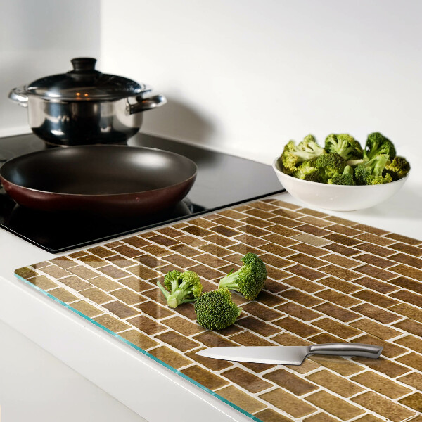 Tagliere in vetro temperato con stampa a motivo muro di mattoni