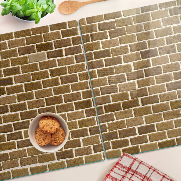 Tagliere in vetro temperato con stampa a motivo muro di mattoni