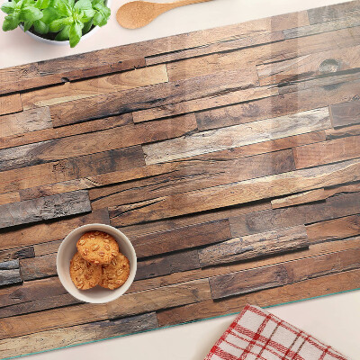 Tagliere in vetro temperato con finitura effetto legno in stile rustico
