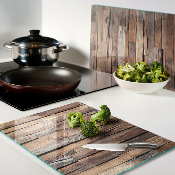 Tagliere in vetro temperato con finitura effetto legno in stile rustico