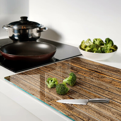 Tagliere in vetro temperato con motivo a tavola di legno e finestra