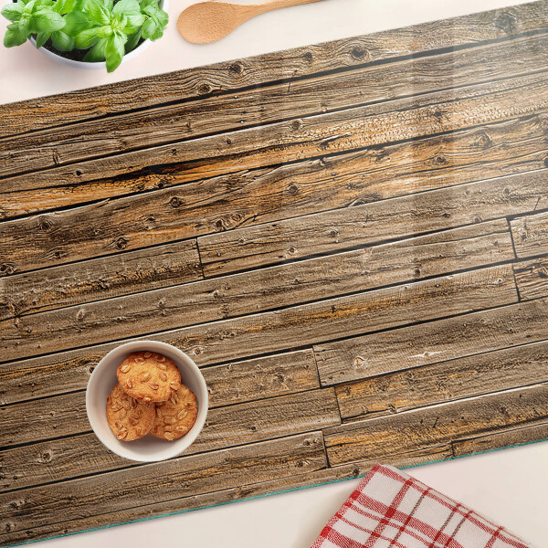 Tagliere in vetro temperato con motivo a tavola di legno e finestra