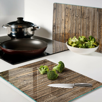 Tagliere in vetro temperato con motivo a tavola di legno e finestra