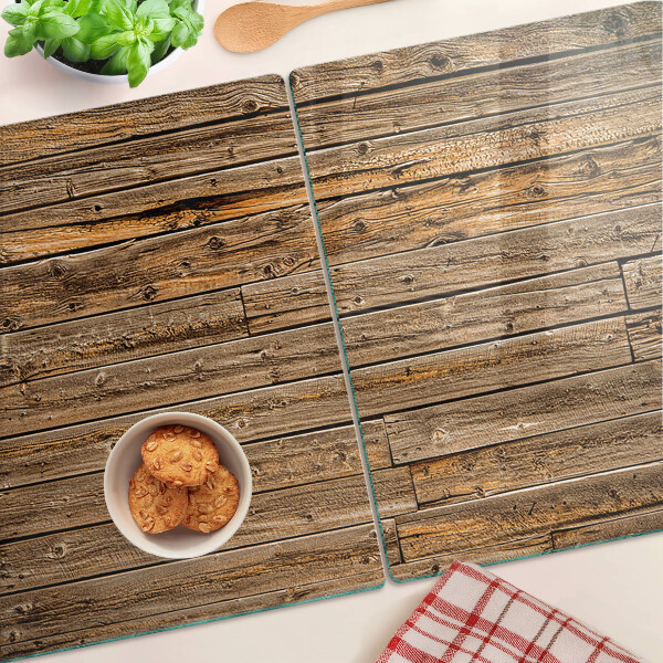 Tagliere in vetro temperato con motivo a tavola di legno e finestra