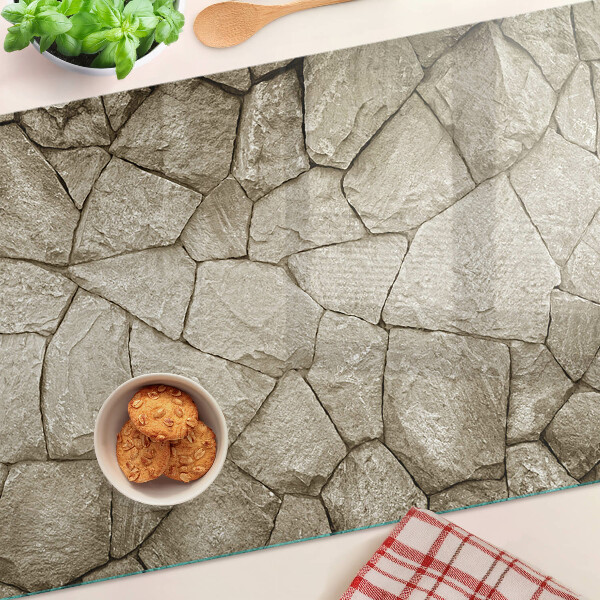 Tagliere in vetro temperato con motivo a mosaico di pietra nei toni del marrone