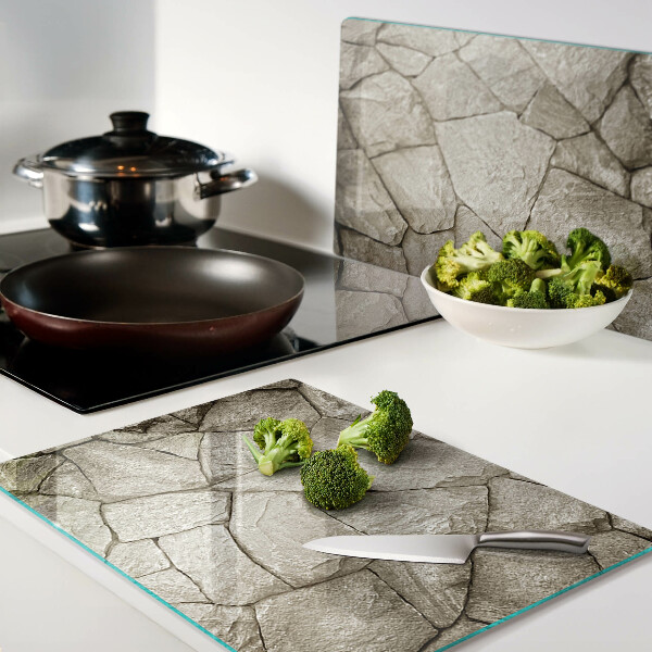 Tagliere in vetro temperato con motivo a mosaico di pietra nei toni del marrone