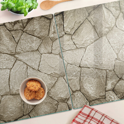 Tagliere in vetro temperato con motivo a mosaico di pietra nei toni del marrone