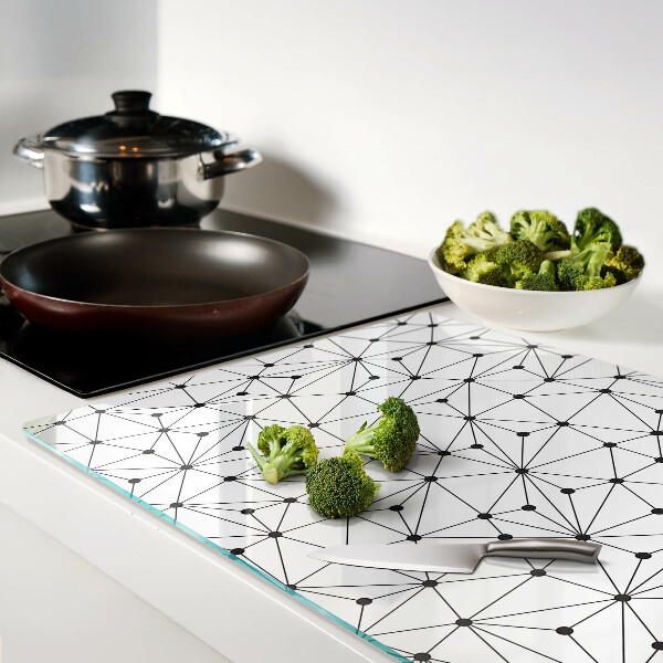 Tagliere in vetro temperato con motivo geometrico a rete