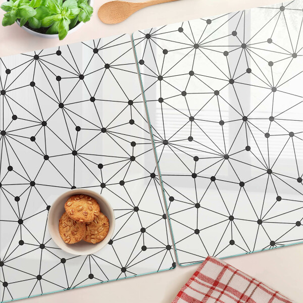 Tagliere in vetro temperato con motivo geometrico a rete