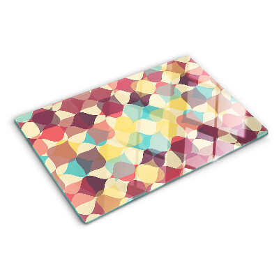 Tagliere in vetro con motivo di cerchi colorati