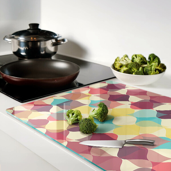 Tagliere in vetro con motivo di cerchi colorati