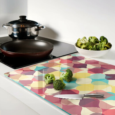 Tagliere in vetro con motivo di cerchi colorati