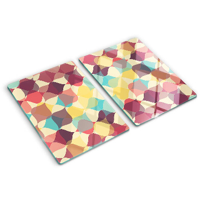 Tagliere in vetro con motivo di cerchi colorati