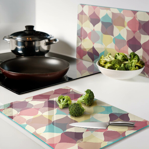 Tagliere in vetro con motivo di cerchi colorati