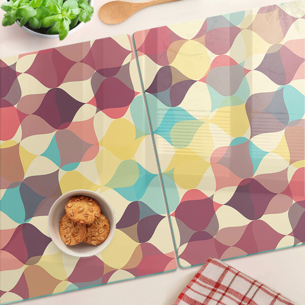 Tagliere in vetro con motivo di cerchi colorati