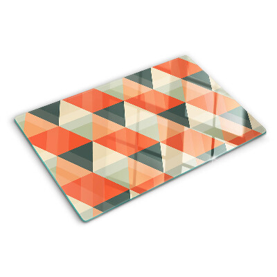 Tagliere in vetro temperato con motivo a triangoli nei toni dell'arancione