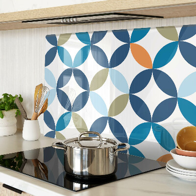 Tagliere in vetro con motivo di foglie geometriche in vari colori