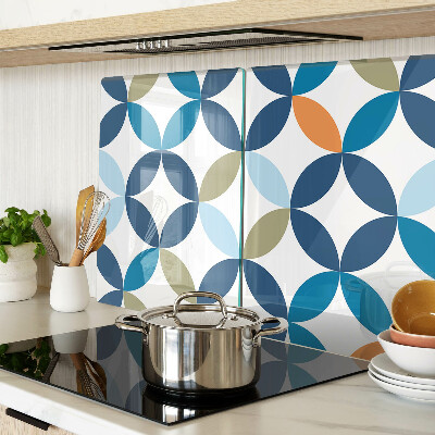 Tagliere in vetro con motivo di foglie geometriche in vari colori