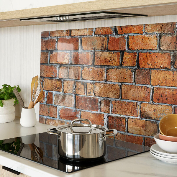 Tagliere in vetro temperato con stampa a motivo muro di mattoni