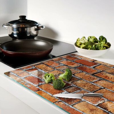 Tagliere in vetro temperato con stampa a motivo muro di mattoni