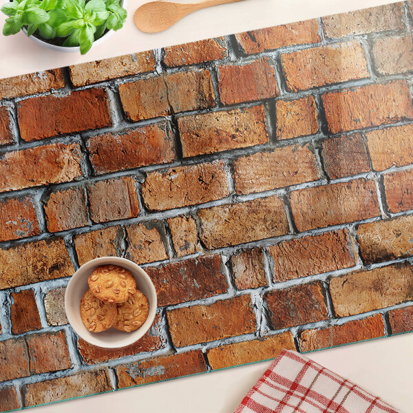 Tagliere in vetro temperato con stampa a motivo muro di mattoni