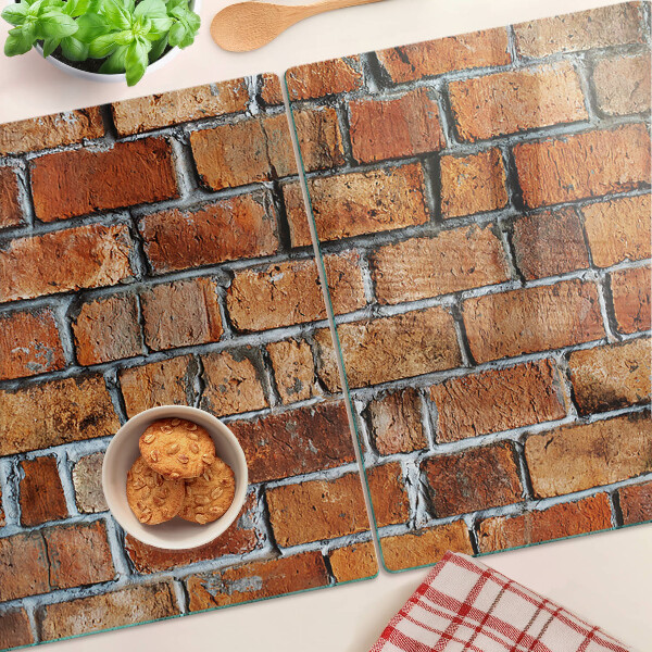 Tagliere in vetro temperato con stampa a motivo muro di mattoni