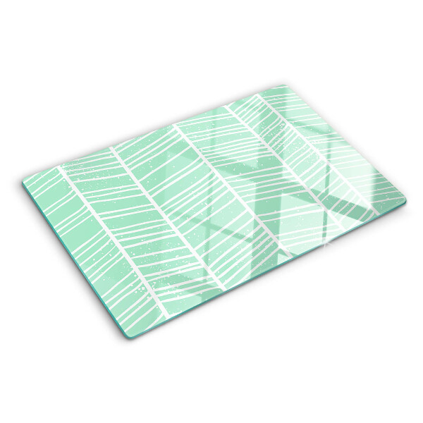 Tagliere in vetro temperato con strisce verdi e linee bianche